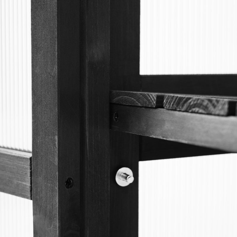 62inch Height Wood Large Greenhouse Balcony Portable Cold Frame with Wheels and Adjustable Shelves for Outdoor Indoor Use, Black