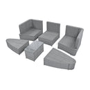 6-Piece Patio Outdoor Conversation Round Sofa Set, PE Wicker Rattan Separate Seating Group with Coffee Table, Beige