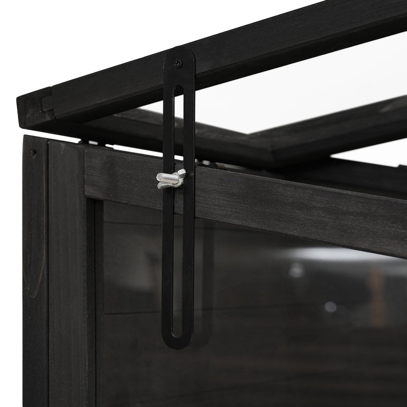 78-inch Wooden Greenhouse Cold Frame with 4 Independent Skylights and 2 Folding Middle Shelves, Walk-in Outdoor Greenhouse, Black