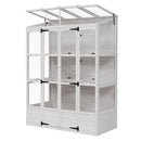 78-inch Wooden Greenhouse Cold Frame with 4 Independent Skylights and 2 Folding Middle Shelves, Walk-in Outdoor Greenhouse, White