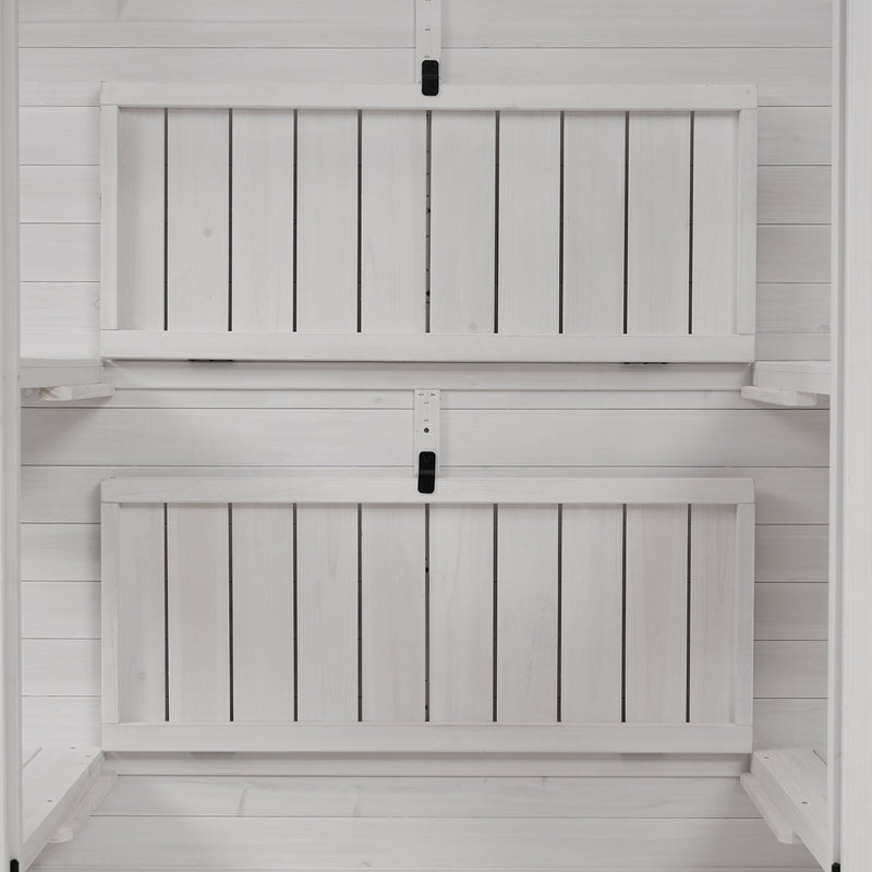 78-inch Wooden Greenhouse Cold Frame with 4 Independent Skylights and 2 Folding Middle Shelves, Walk-in Outdoor Greenhouse, White