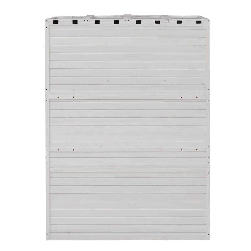 78-inch Wooden Greenhouse Cold Frame with 4 Independent Skylights and 2 Folding Middle Shelves, Walk-in Outdoor Greenhouse, White