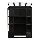 78-inch Wooden Greenhouse Cold Frame with 4 Independent Skylights and 2 Folding Middle Shelves, Walk-in Outdoor Greenhouse, Black