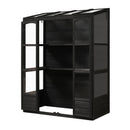 78-inch Wooden Greenhouse Cold Frame with 4 Independent Skylights and 2 Folding Middle Shelves, Walk-in Outdoor Greenhouse, Black