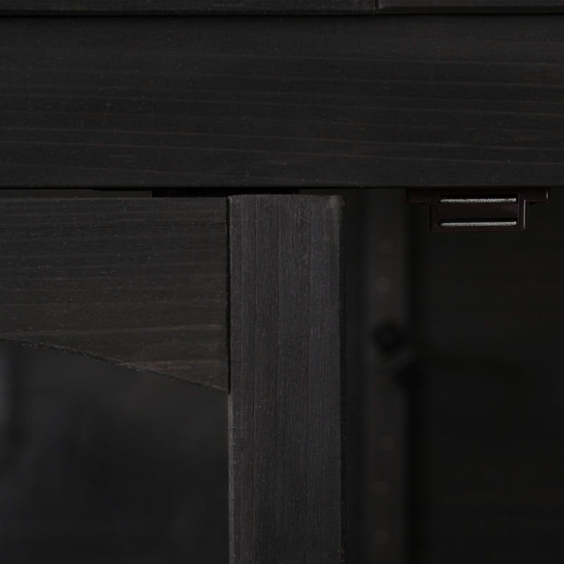 78-inch Wooden Greenhouse Cold Frame with 4 Independent Skylights and 2 Folding Middle Shelves, Walk-in Outdoor Greenhouse, Black