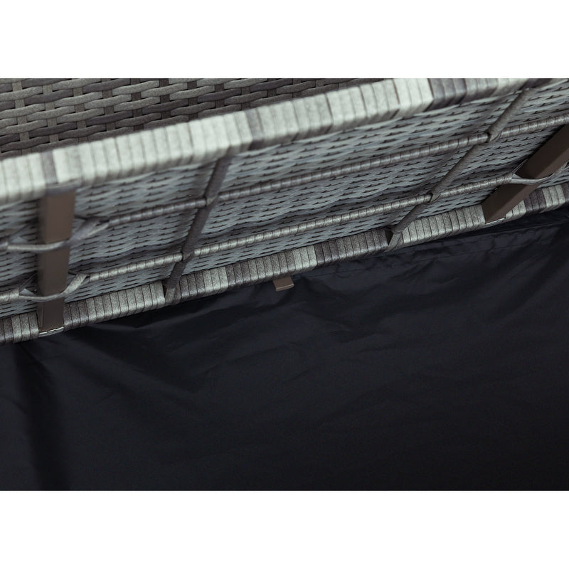 5-piece Outdoor UV-Resistant Patio Sofa Set with Storage Bench All Weather PE Wicker Furniture Coversation Set with Glass Table, Gray