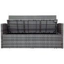 5-piece Outdoor UV-Resistant Patio Sofa Set with Storage Bench All Weather PE Wicker Furniture Coversation Set with Glass Table, Gray