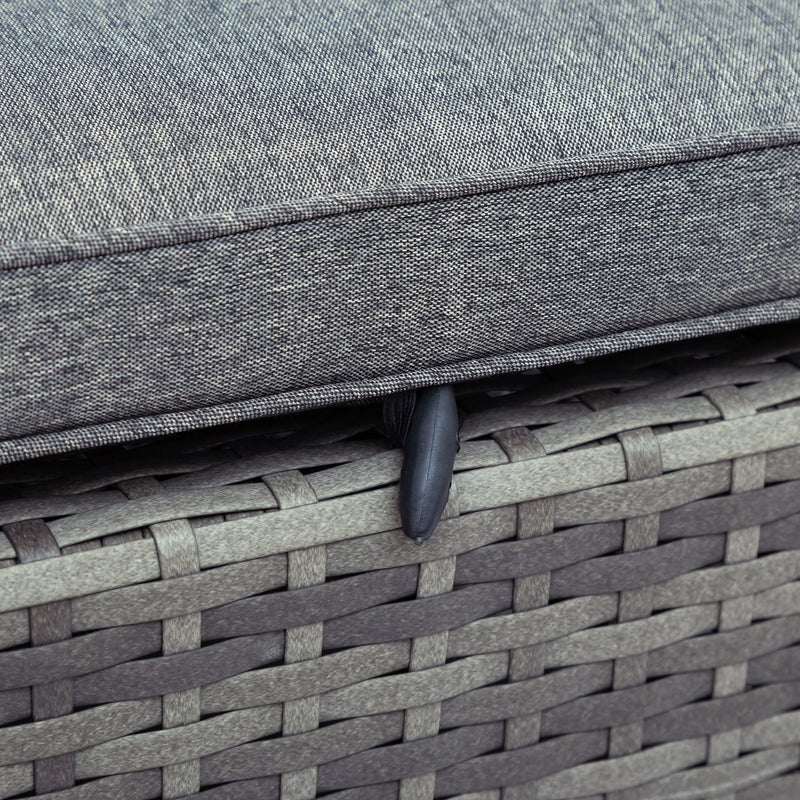 5-piece Outdoor UV-Resistant Patio Sofa Set with Storage Bench All Weather PE Wicker Furniture Coversation Set with Glass Table, Gray