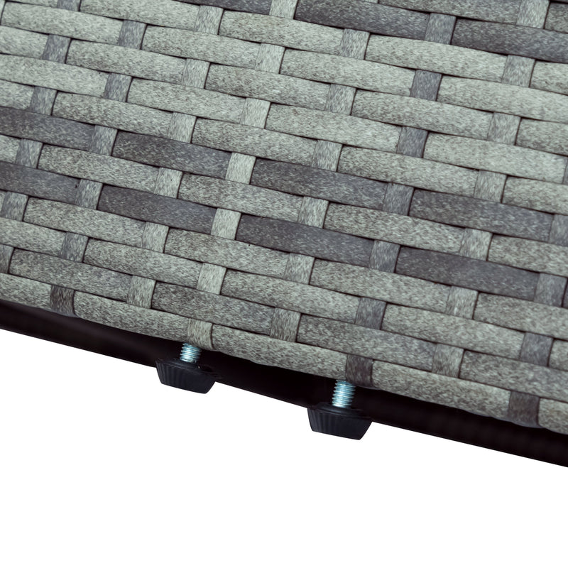 5-piece Outdoor UV-Resistant Patio Sofa Set with Storage Bench All Weather PE Wicker Furniture Coversation Set with Glass Table, Gray