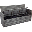 5-piece Outdoor UV-Resistant Patio Sofa Set with Storage Bench All Weather PE Wicker Furniture Coversation Set with Glass Table, Gray