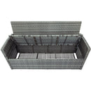 5-piece Outdoor UV-Resistant Patio Sofa Set with Storage Bench All Weather PE Wicker Furniture Coversation Set with Glass Table, Gray