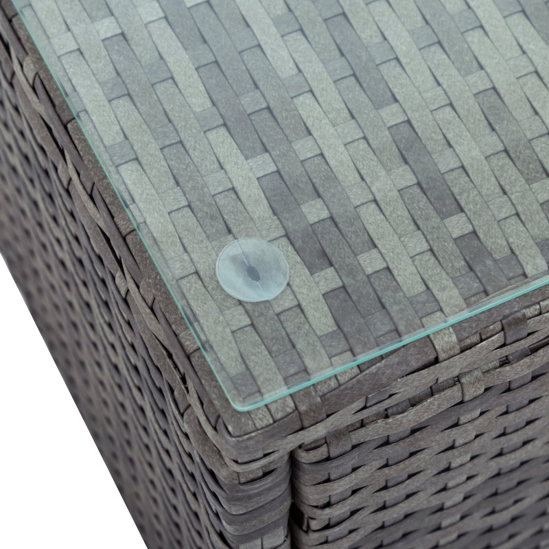 5-piece Outdoor UV-Resistant Patio Sofa Set with Storage Bench All Weather PE Wicker Furniture Coversation Set with Glass Table, Gray