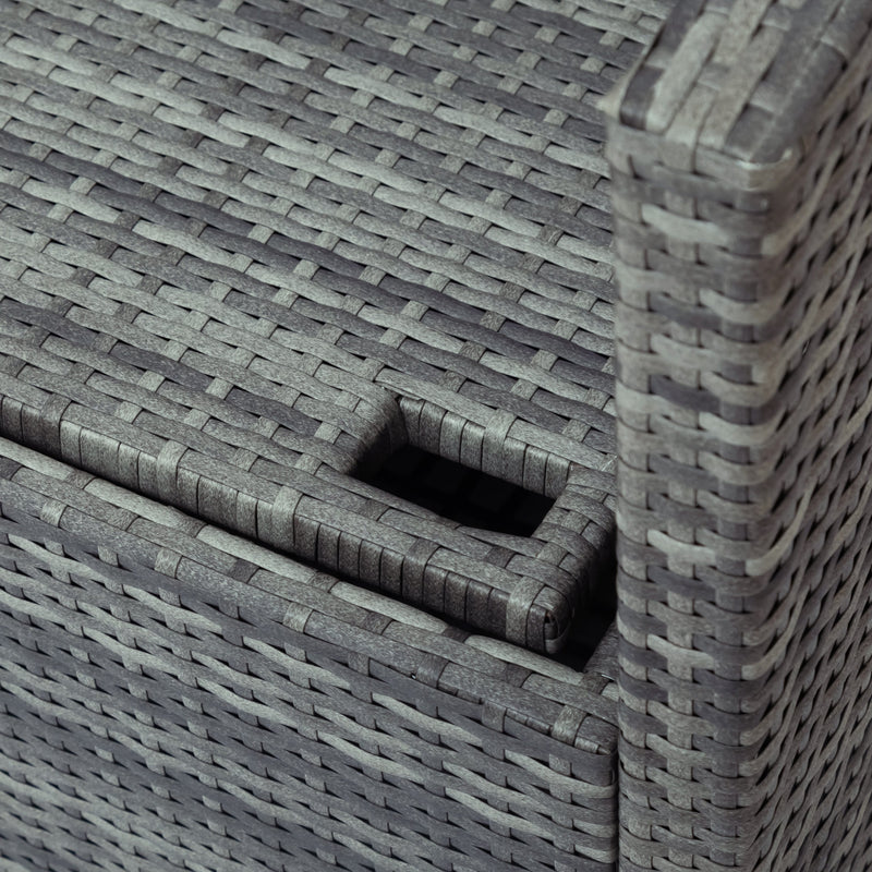 5-piece Outdoor UV-Resistant Patio Sofa Set with Storage Bench All Weather PE Wicker Furniture Coversation Set with Glass Table, Gray