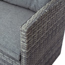 5-piece Outdoor UV-Resistant Patio Sofa Set with Storage Bench All Weather PE Wicker Furniture Coversation Set with Glass Table, Gray