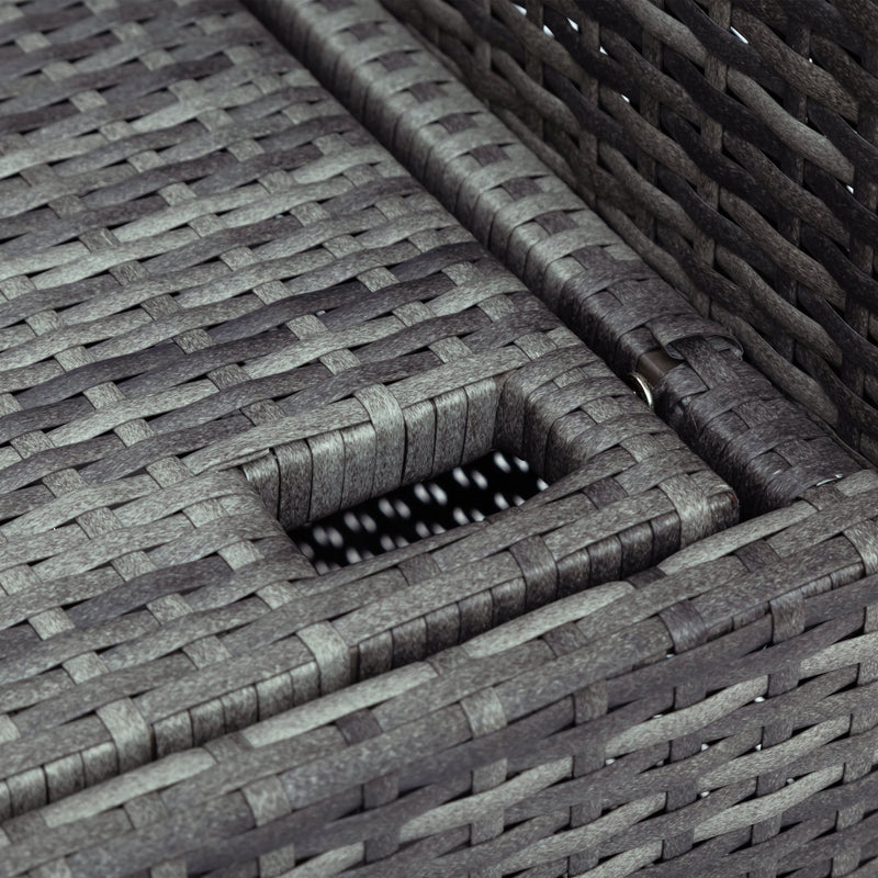 5-piece Outdoor UV-Resistant Patio Sofa Set with Storage Bench All Weather PE Wicker Furniture Coversation Set with Glass Table, Gray