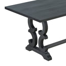 6-Piece Retro Dining Set with Unique-designed Table Legs and Foam-covered Seat Backs&Cushions for Dining Room (Antique Grey)