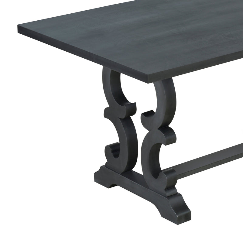 6-Piece Retro Dining Set with Unique-designed Table Legs and Foam-covered Seat Backs&Cushions for Dining Room (Antique Grey)