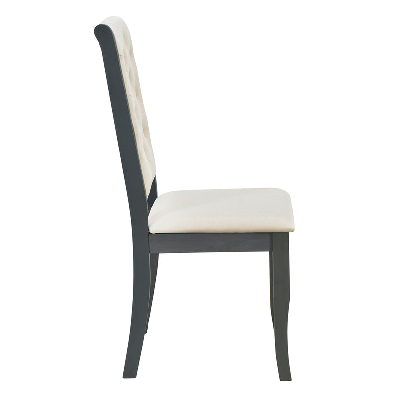 6-Piece Retro Dining Set with Unique-designed Table Legs and Foam-covered Seat Backs&Cushions for Dining Room (Antique Grey)