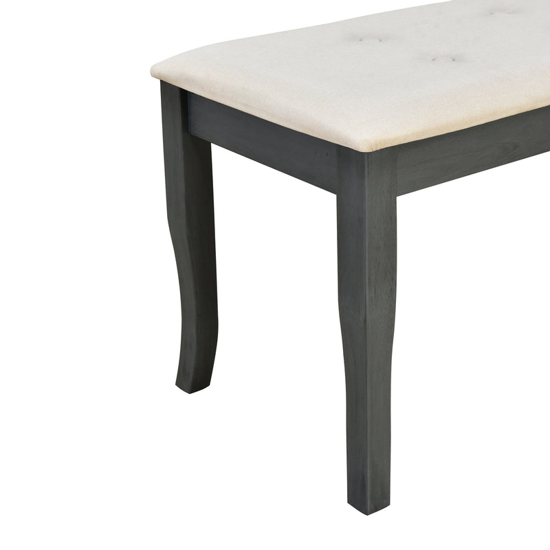 6-Piece Retro Dining Set with Unique-designed Table Legs and Foam-covered Seat Backs&Cushions for Dining Room (Antique Grey)