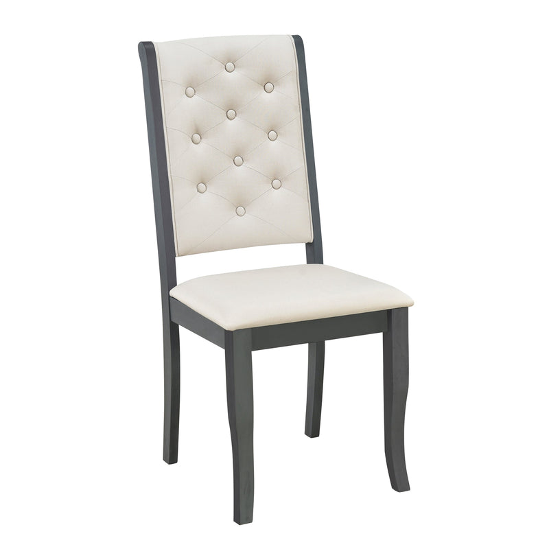 6-Piece Retro Dining Set with Unique-designed Table Legs and Foam-covered Seat Backs&Cushions for Dining Room (Antique Grey)