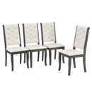 6-Piece Retro Dining Set with Unique-designed Table Legs and Foam-covered Seat Backs&Cushions for Dining Room (Antique Grey)