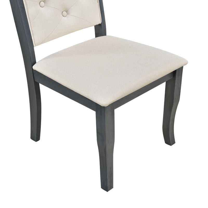 6-Piece Retro Dining Set with Unique-designed Table Legs and Foam-covered Seat Backs&Cushions for Dining Room (Antique Grey)