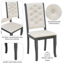 6-Piece Retro Dining Set with Unique-designed Table Legs and Foam-covered Seat Backs&Cushions for Dining Room (Antique Grey)