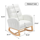 Accent Rocking Chair with Footrest High Back Rubber Wood Rocking Legs Bedroom Living Space 26.77D X 38.36W X 39.76H Inch
