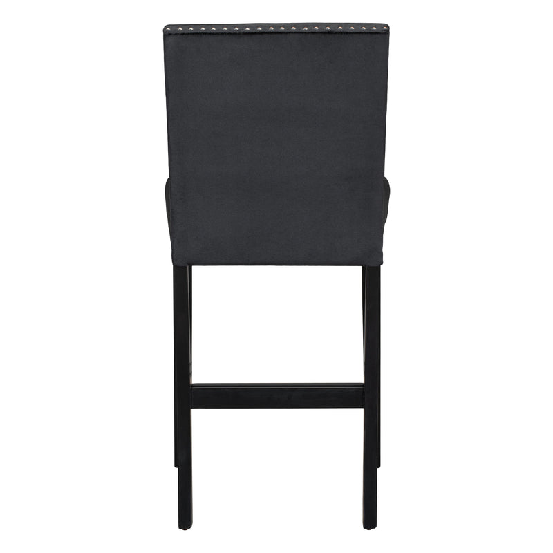 5-piece Counter Height Dining Table Set with One Faux Marble Top Dining Table and Four Velvet-Upholstered Chairs,Black