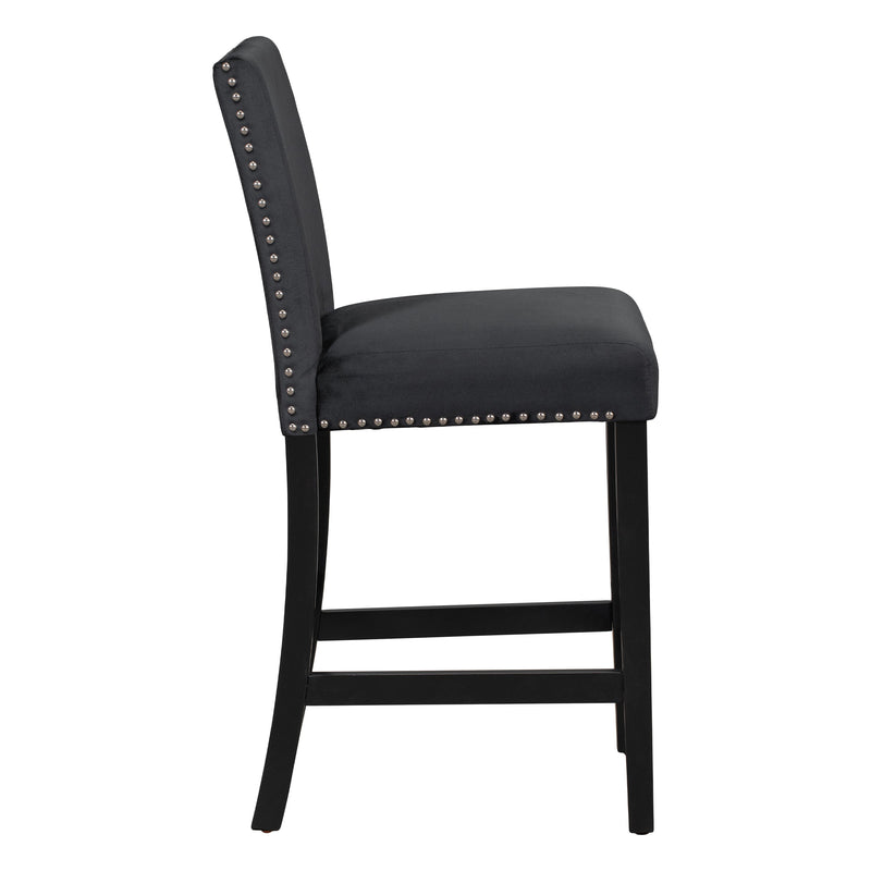 5-piece Counter Height Dining Table Set with One Faux Marble Top Dining Table and Four Velvet-Upholstered Chairs,Black