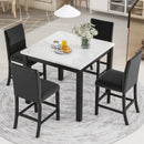 5-piece Counter Height Dining Table Set with One Faux Marble Top Dining Table and Four Velvet-Upholstered Chairs,Black