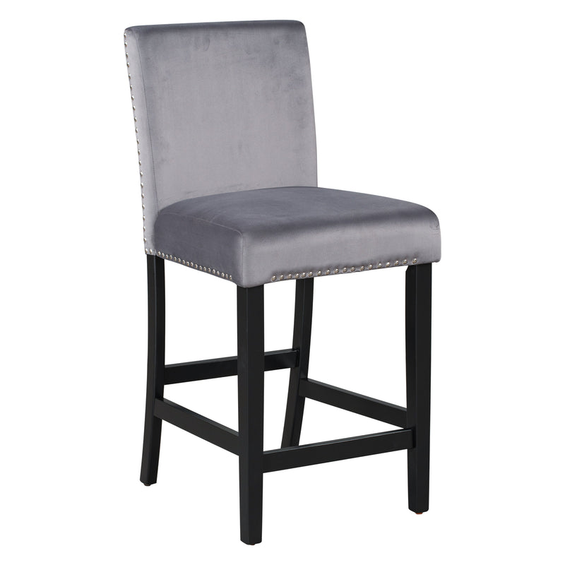 5-piece Counter Height Dining Table Set with One Faux Marble Top Dining Table and Four Velvet-Upholstered Chairs,Grey
