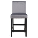 5-piece Counter Height Dining Table Set with One Faux Marble Top Dining Table and Four Velvet-Upholstered Chairs,Grey