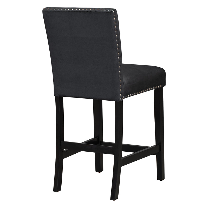 5-piece Counter Height Dining Table Set with One Faux Marble Top Dining Table and Four Velvet-Upholstered Chairs,Black