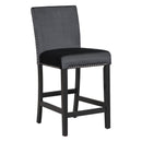 5-piece Counter Height Dining Table Set with One Faux Marble Top Dining Table and Four Velvet-Upholstered Chairs,Black