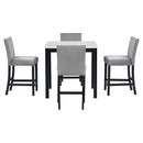 5-piece Counter Height Dining Table Set with One Faux Marble Top Dining Table and Four Velvet-Upholstered Chairs,Grey