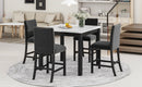 5-piece Counter Height Dining Table Set with One Faux Marble Top Dining Table and Four Velvet-Upholstered Chairs,Black