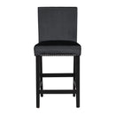 5-piece Counter Height Dining Table Set with One Faux Marble Top Dining Table and Four Velvet-Upholstered Chairs,Black