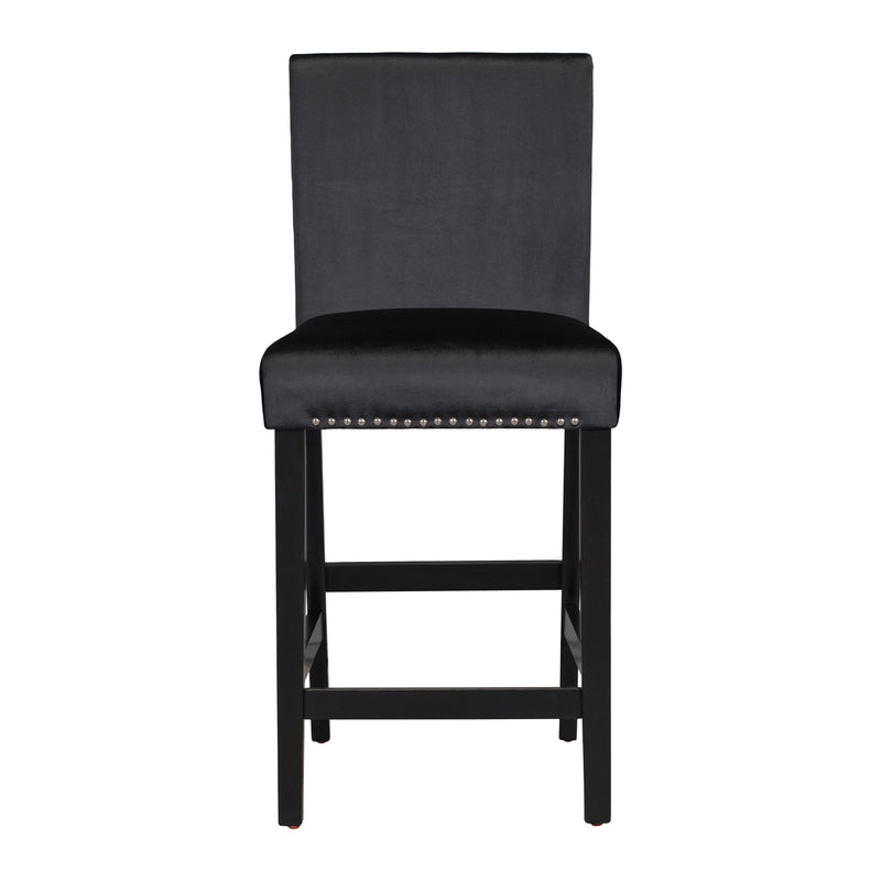 5-piece Counter Height Dining Table Set with One Faux Marble Top Dining Table and Four Velvet-Upholstered Chairs,Black