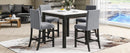 5-piece Counter Height Dining Table Set with One Faux Marble Top Dining Table and Four Velvet-Upholstered Chairs,Grey
