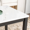 5-piece Counter Height Dining Table Set with One Faux Marble Top Dining Table and Four Velvet-Upholstered Chairs,Grey