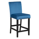 5-piece Counter Height Dining Table Set with One Faux Marble Top Dining Table and Four Velvet-Upholstered Chairs,Blue