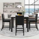 5-piece Counter Height Dining Table Set with One Faux Marble Top Dining Table and Four Velvet-Upholstered Chairs,Black