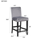 5-piece Counter Height Dining Table Set with One Faux Marble Top Dining Table and Four Velvet-Upholstered Chairs,Grey