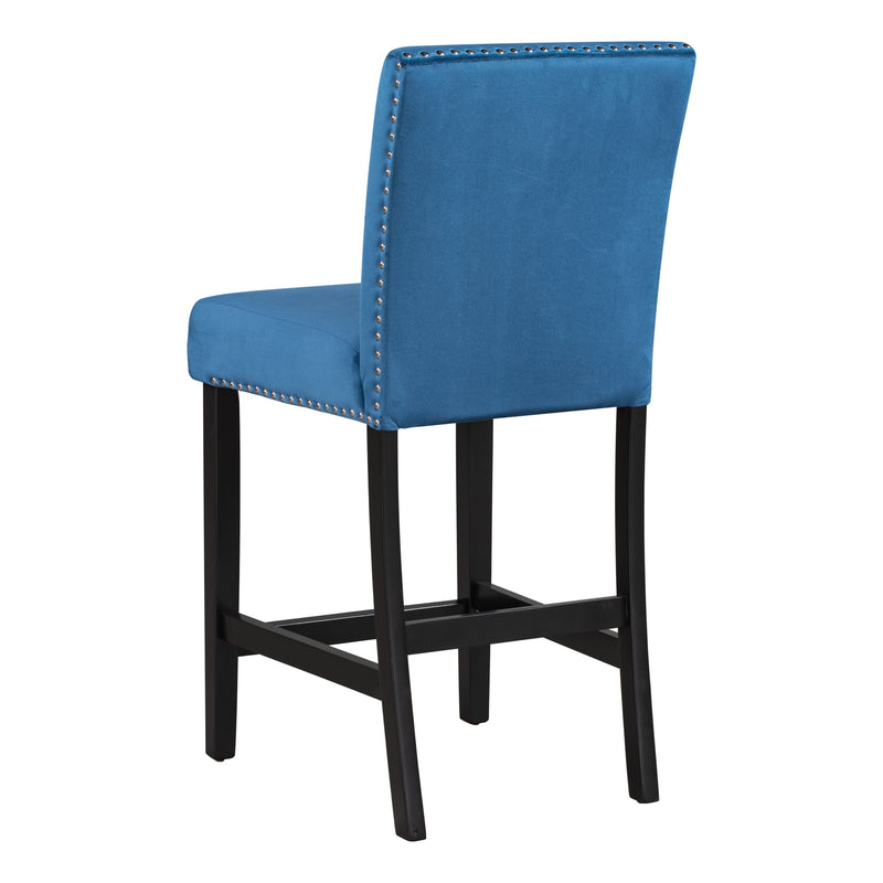 5-piece Counter Height Dining Table Set with One Faux Marble Top Dining Table and Four Velvet-Upholstered Chairs,Blue
