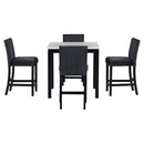 5-piece Counter Height Dining Table Set with One Faux Marble Top Dining Table and Four Velvet-Upholstered Chairs,Black