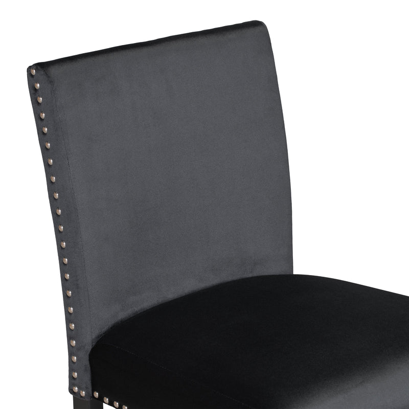 5-piece Counter Height Dining Table Set with One Faux Marble Top Dining Table and Four Velvet-Upholstered Chairs,Black