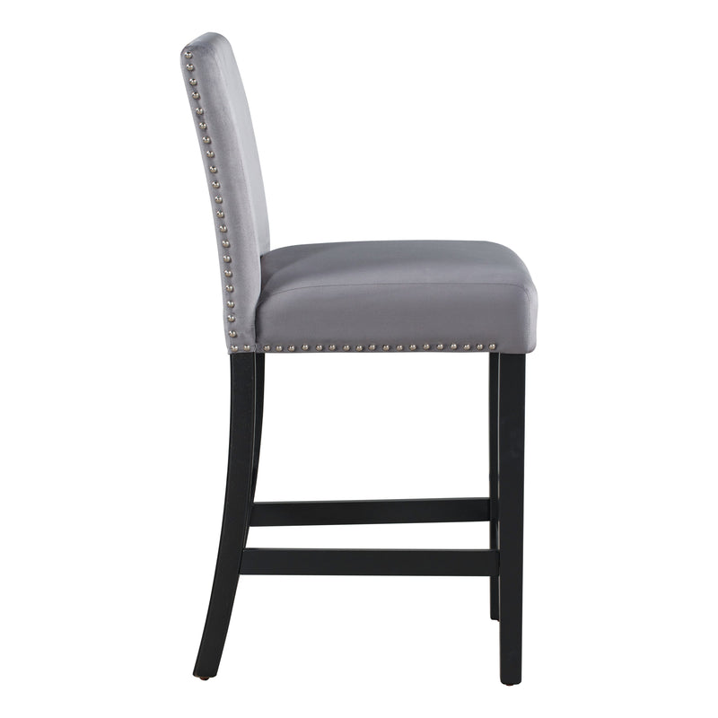 5-piece Counter Height Dining Table Set with One Faux Marble Top Dining Table and Four Velvet-Upholstered Chairs,Grey