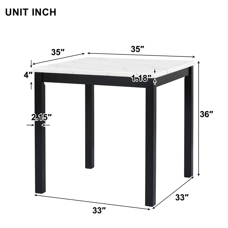 5-piece Counter Height Dining Table Set with One Faux Marble Top Dining Table and Four Velvet-Upholstered Chairs,Black