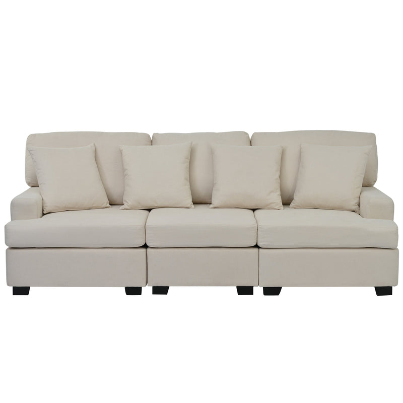 3 Seat Sofa with Removable Back and Seat Cushions and 4 Comfortable Pillows